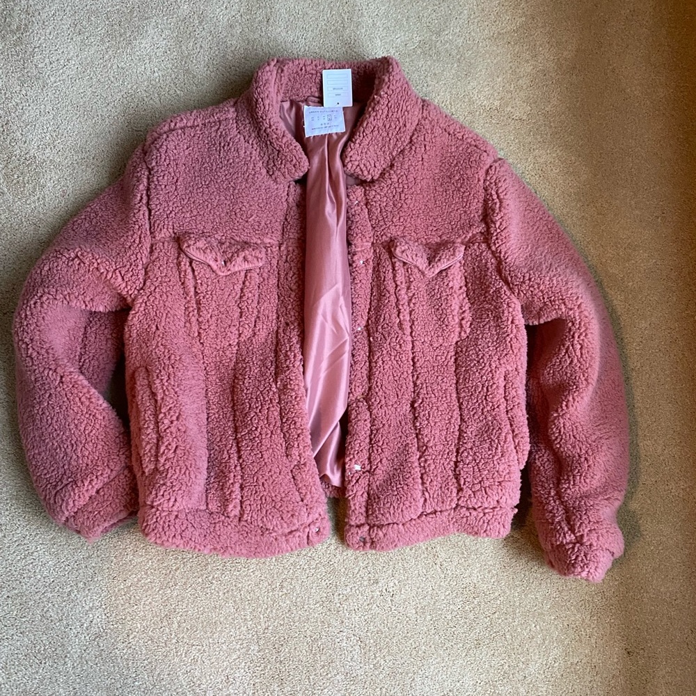 Urban Outfitters pink fluffy teddy jacket